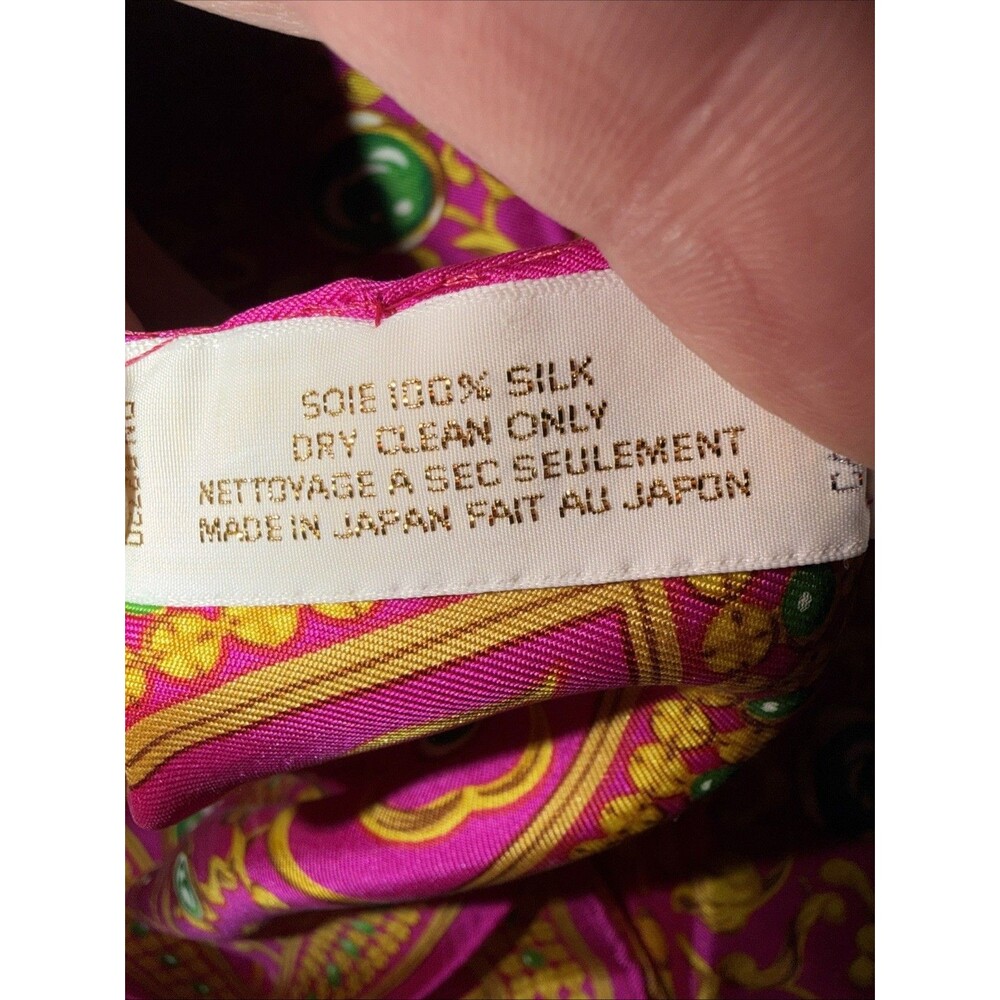 Oscar de la Renta Vintage Silk Scarf Fuschia Orange Abstract Elegant Lux 34”x34” - Picture 7 of 13